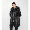 Abnehmbarer Lederparka mit Fransenbesatz