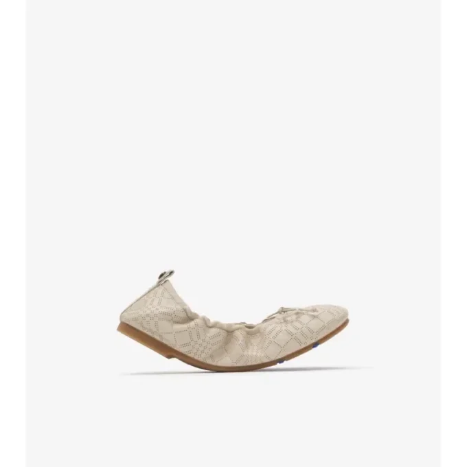 Ballerinas aus kariertem Leder in Beige 