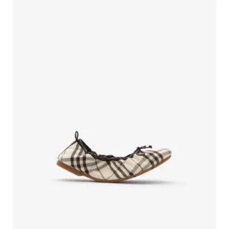 Ballerinas mit Karomuster in Beige
