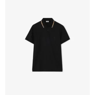 Baumwoll-Poloshirt mit Karobordüre