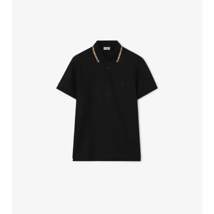 Baumwoll-Poloshirt mit Karobordüre