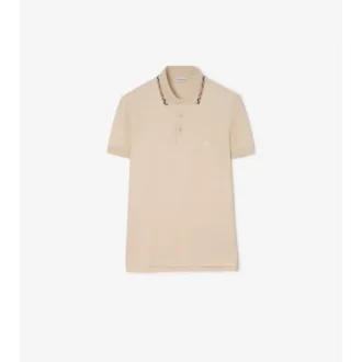 Baumwoll-Poloshirt mit Karobordüre