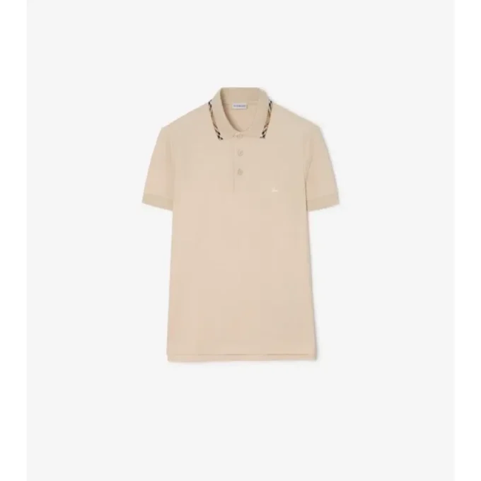 Baumwoll-Poloshirt mit Karobordüre