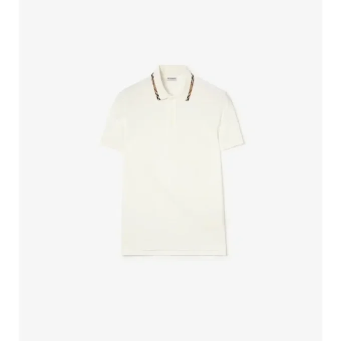 Baumwoll-Poloshirt mit Karobordüre
