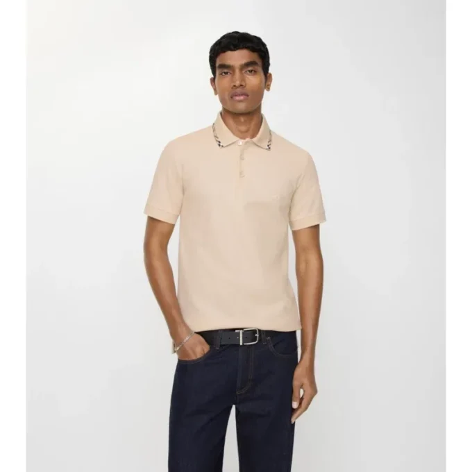 Baumwoll-Poloshirt mit Karobordüre