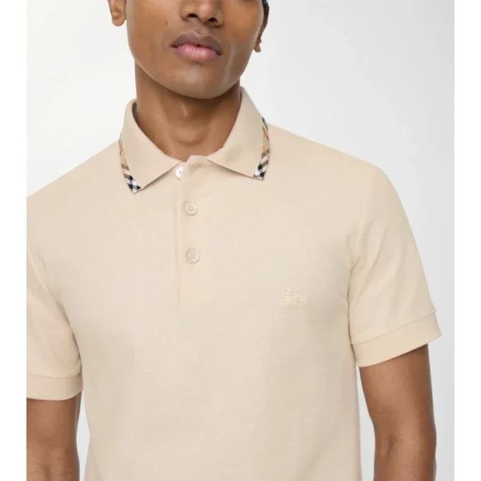Baumwoll-Poloshirt mit Karobordüre