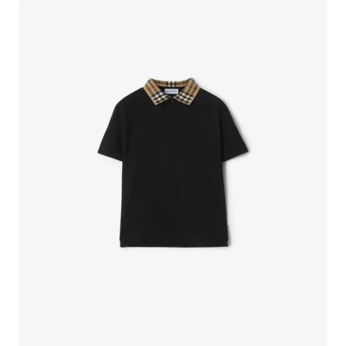 Baumwoll-Poloshirt mit Karokragen