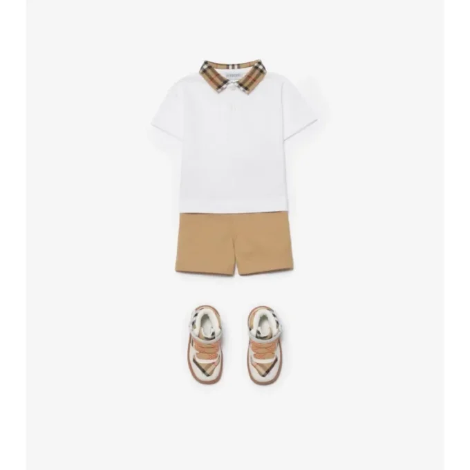 Baumwoll-Poloshirt mit Karokragen