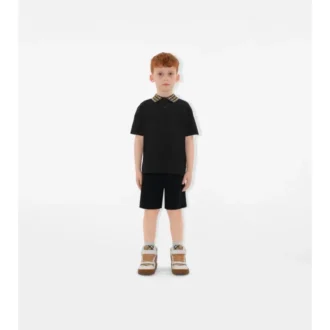 Baumwoll-Poloshirt mit Karokragen