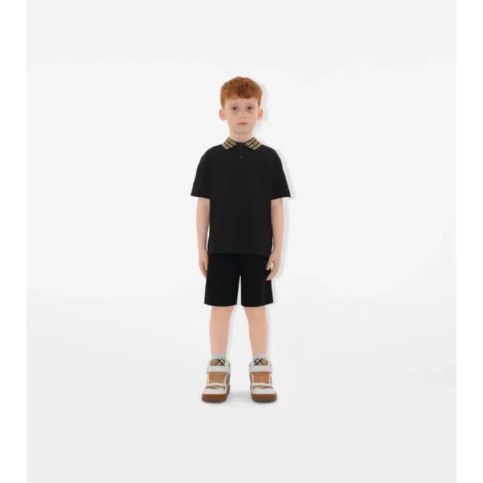 Baumwoll-Poloshirt mit Karokragen