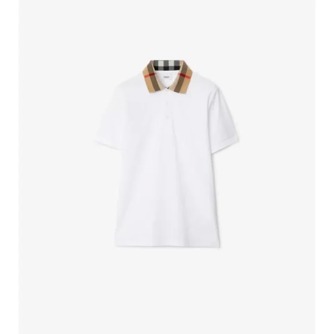 Baumwoll-Poloshirt mit Karomuster am Kragen