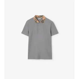 Baumwoll-Poloshirt mit Karomuster am Kragen