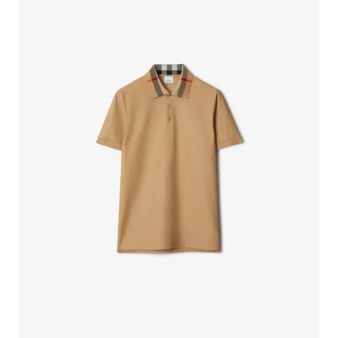 Baumwoll-Poloshirt mit Karomuster am Kragen