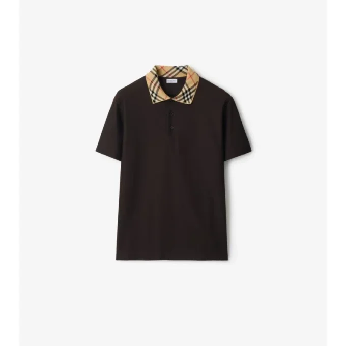 Baumwoll-Poloshirt mit Karomuster am Kragen