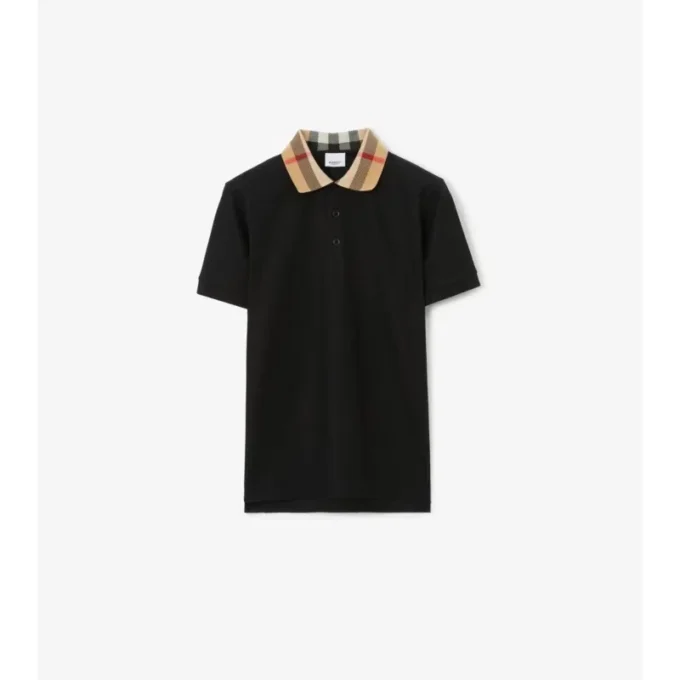 Baumwoll-Poloshirt mit Karomuster am Kragen