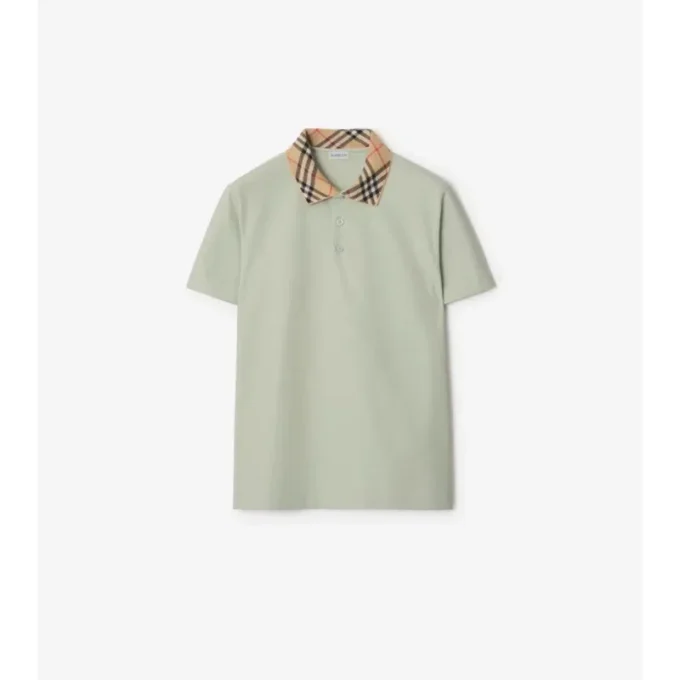 Baumwoll-Poloshirt mit Karomuster am Kragen