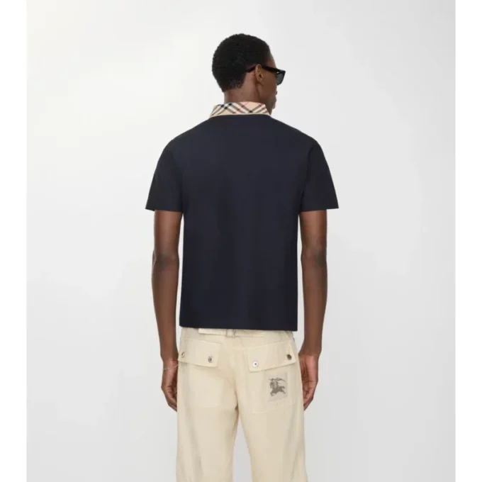 Baumwoll-Poloshirt mit Karomuster am Kragen
