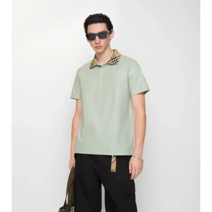 Baumwoll-Poloshirt mit Karomuster am Kragen