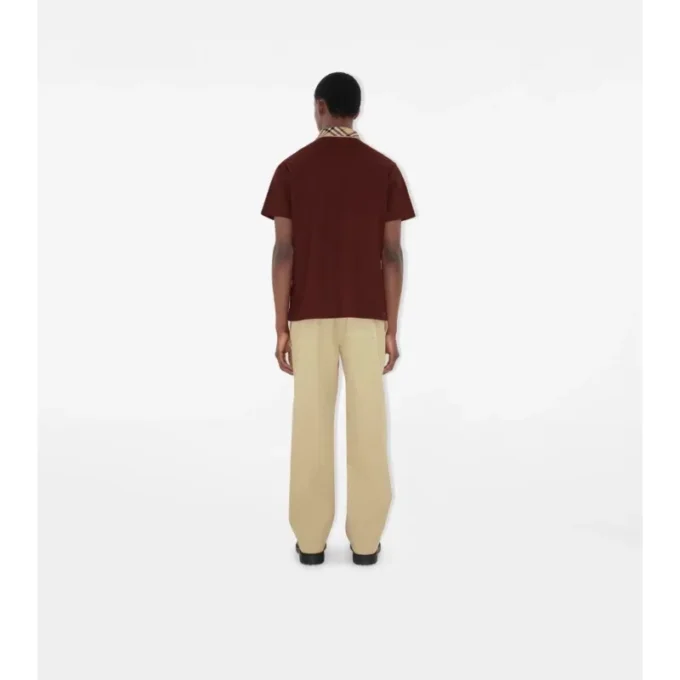 Baumwoll-Poloshirt mit Karomuster am Kragen