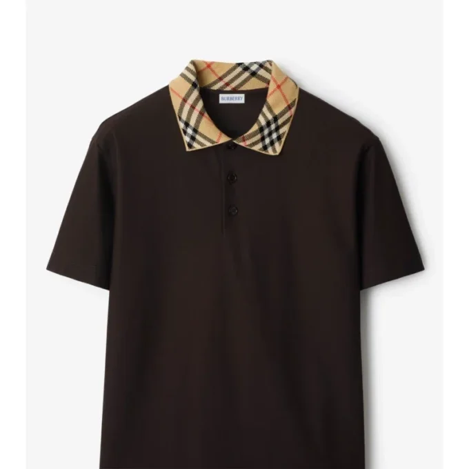 Baumwoll-Poloshirt mit Karomuster am Kragen