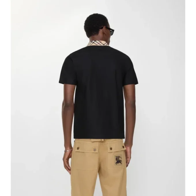 Baumwoll-Poloshirt mit Karomuster am Kragen