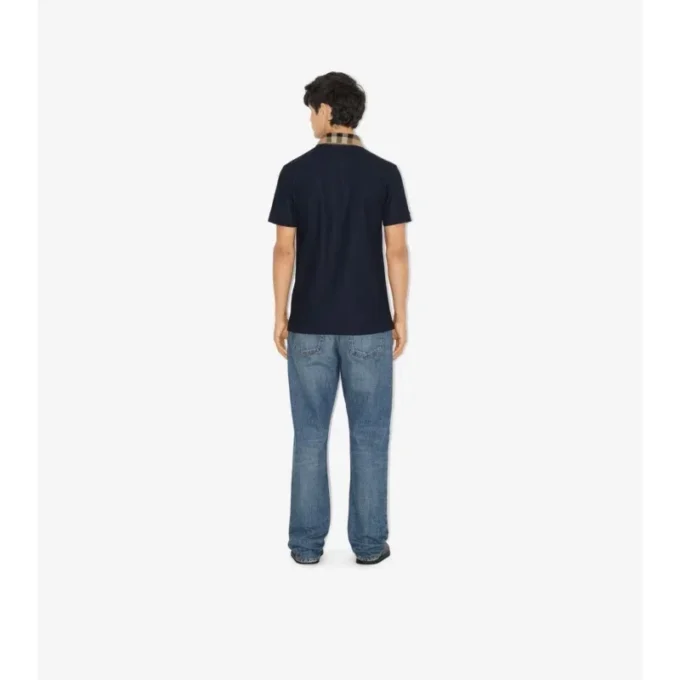 Baumwoll-Poloshirt mit Karomuster am Kragen