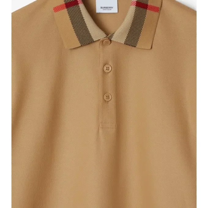 Baumwoll-Poloshirt mit Karomuster am Kragen