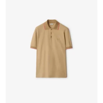 Baumwoll-Poloshirt mit Logo am Kragen