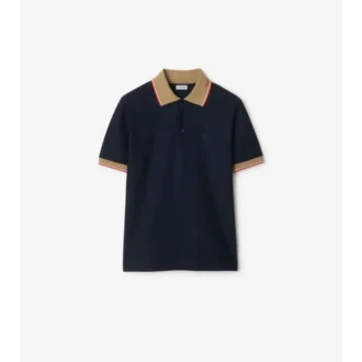 Baumwoll-Poloshirt mit Logo am Kragen