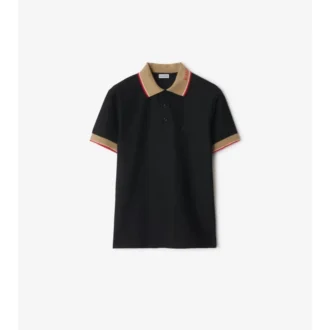 Baumwoll-Poloshirt mit Logo am Kragen