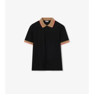 Baumwoll-Poloshirt mit Logo am Kragen