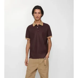 Baumwoll-Poloshirt mit Logo am Kragen