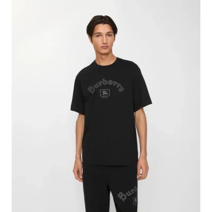 Baumwoll-T-Shirt mit Gothic-Logo
