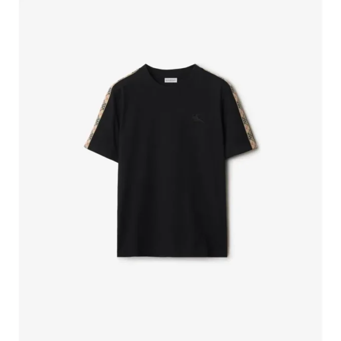 Baumwoll-T-Shirt mit Karobordüre