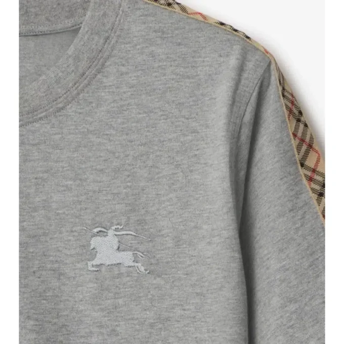 Baumwoll-T-Shirt mit Karobordüre