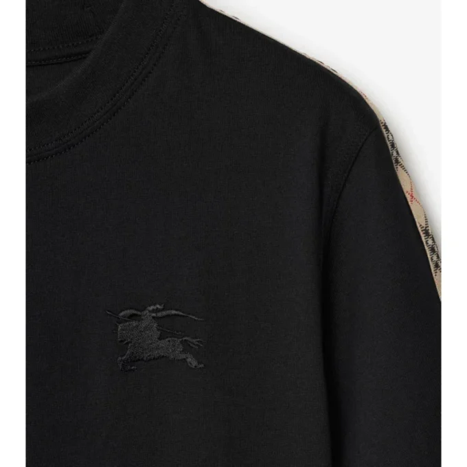 Baumwoll-T-Shirt mit Karobordüre