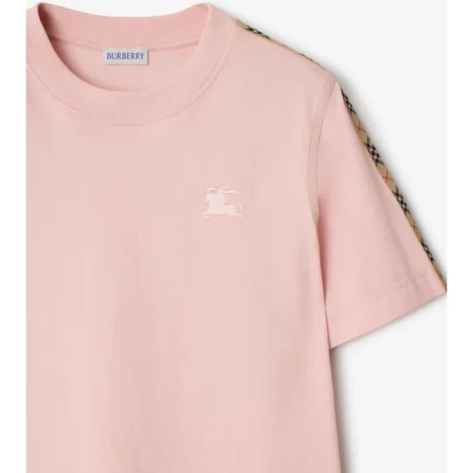 Baumwoll-T-Shirt mit Karobordüre