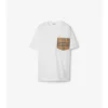 Baumwoll-T-Shirt mit Karomuster und aufgesetzter Tasche