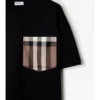Baumwoll-T-Shirt mit Karomuster und aufgesetzter Tasche