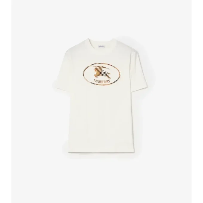 Baumwoll-T-Shirt mit Knight-Stamp-Karomuster