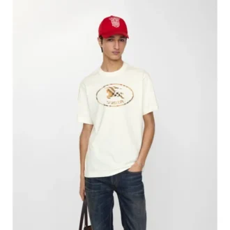Baumwoll-T-Shirt mit Knight-Stamp-Karomuster
