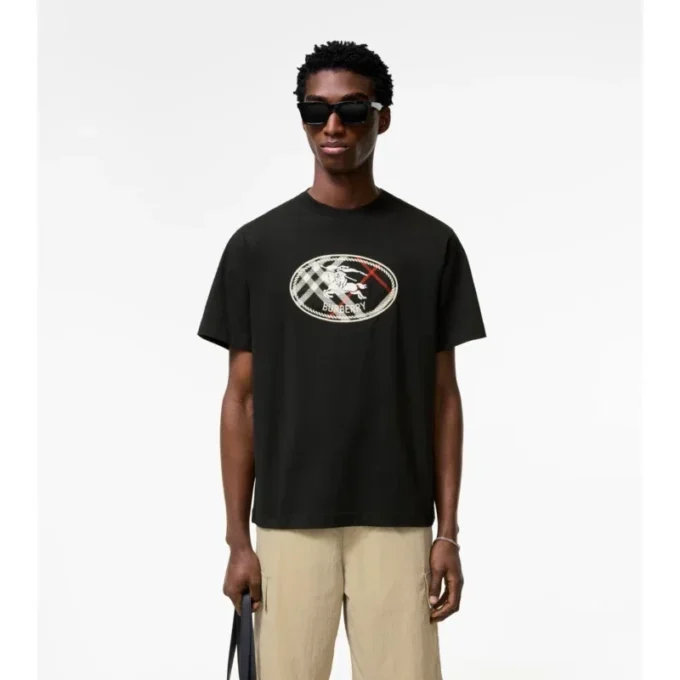 Baumwoll-T-Shirt mit Knight-Stamp-Karomuster