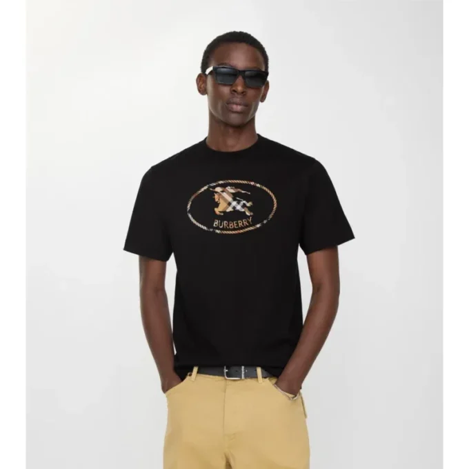 Baumwoll-T-Shirt mit Knight-Stamp-Karomuster