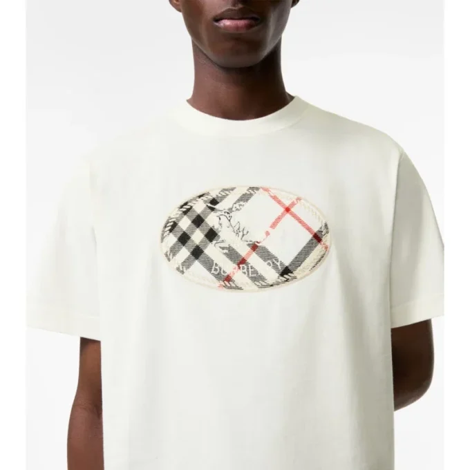 Baumwoll-T-Shirt mit Knight-Stamp-Karomuster