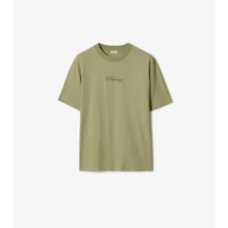 Baumwoll-T-Shirt mit kursivem Logo im Karomuster