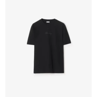 Baumwoll-T-Shirt mit kursivem Logo im Karomuster