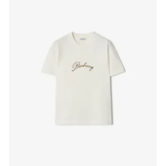 Baumwoll-T-Shirt mit kursivem Logo im Karomuster