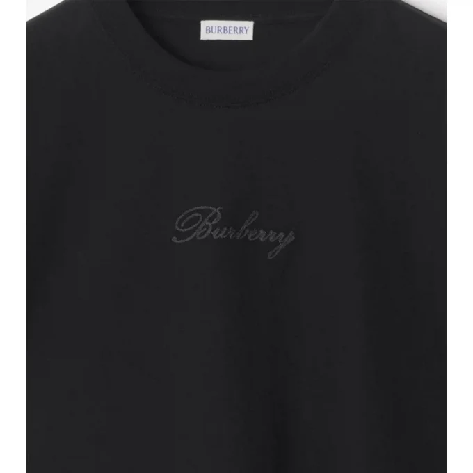 Baumwoll-T-Shirt mit kursivem Logo im Karomuster