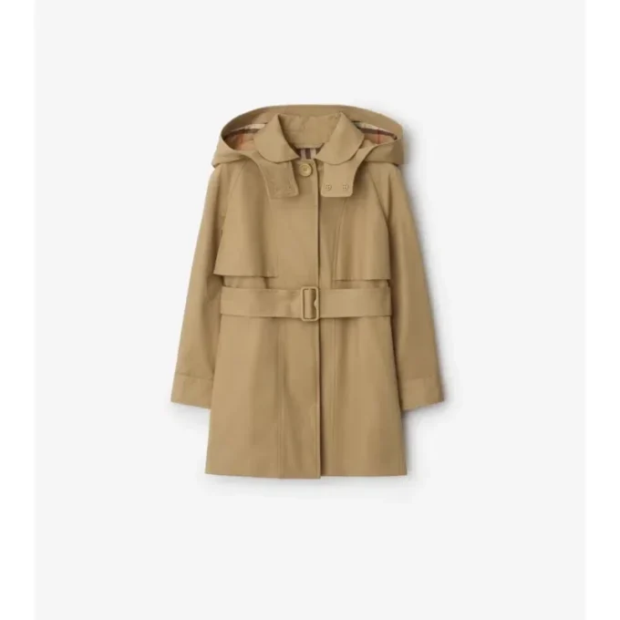 Baumwoll-Trench Coat mit Kapuze