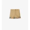 Baumwollshorts mit Karomuster und Umschlag